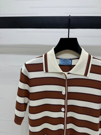 p 25 Lapel Striped Knit Short Sleeve Cardigan!