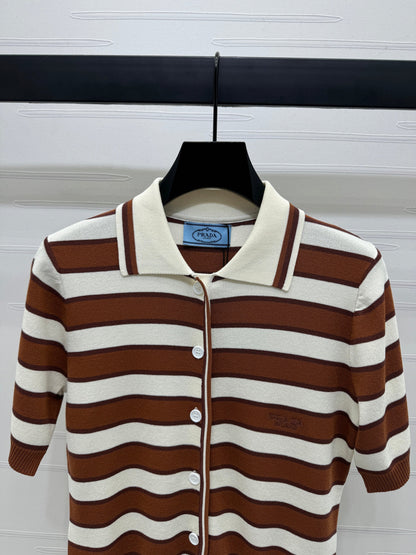 p 25 Lapel Striped Knit Short Sleeve Cardigan!