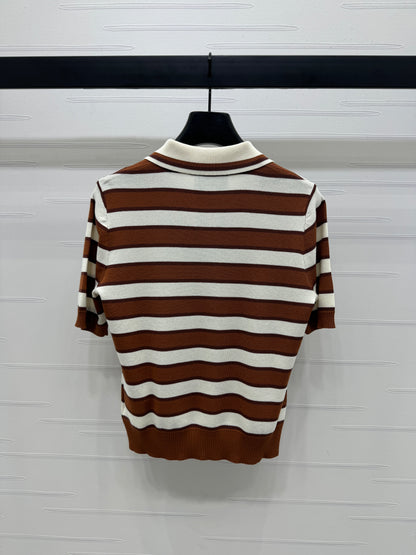 p 25 Lapel Striped Knit Short Sleeve Cardigan!