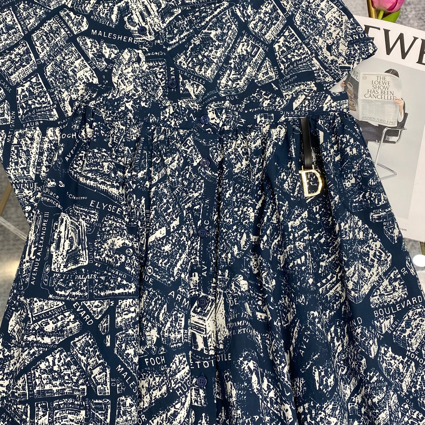 D 25  Digital Printing Temperament Lapel Age Reducing Short Blouse Half Skirt Suit