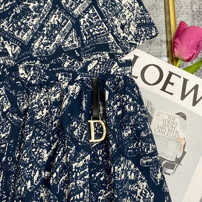 D 25  Digital Printing Temperament Lapel Age Reducing Short Blouse Half Skirt Suit
