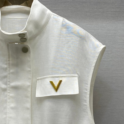 v 25  Temperament stand-up collar drop-shoulder design work style short dresses