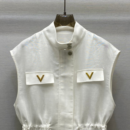 v 25  Temperament stand-up collar drop-shoulder design work style short dresses