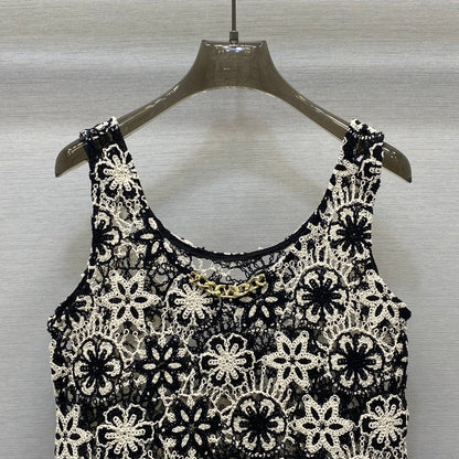 v 25  Embroidered Metal Button Embellished Design Vest Top Top Half Skirt Set