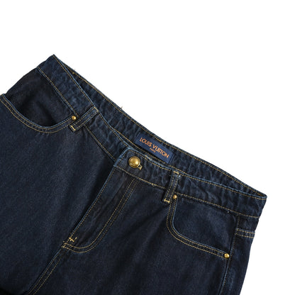 25ss rope signature letter embroidered denim shorts