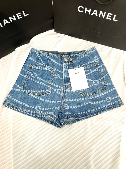 25 Fengbodian laser burnt denim shorts