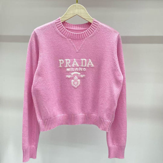 Round neck letter jacquard simple pullover knitted sweater