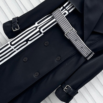 long coat with printed belt
