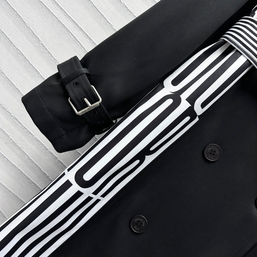 long coat with printed belt