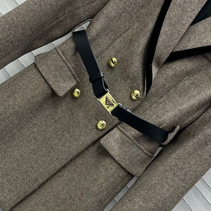 patchwork lapel belt jacket