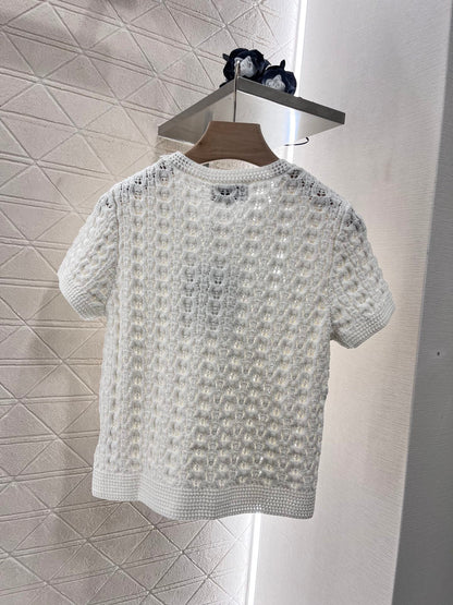25 Hollow Woven Pattern Knit Top