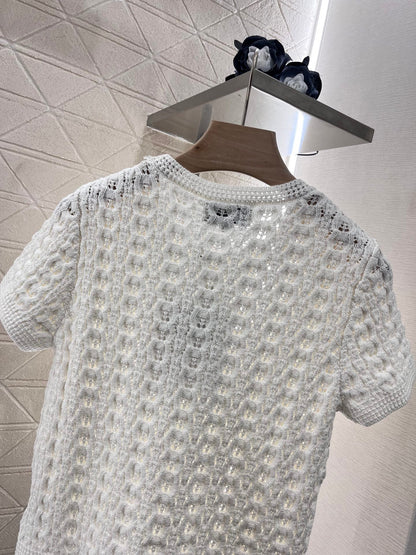 25 Hollow Woven Pattern Knit Top