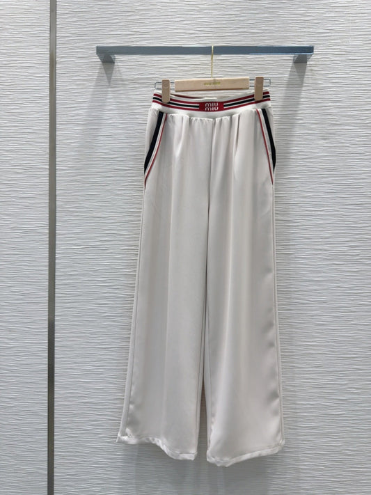 Contrast waist wide-leg trousers