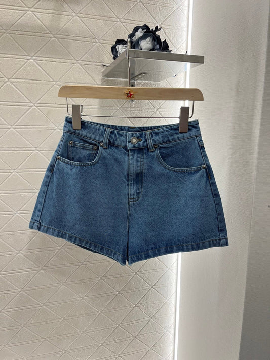 25ss Logo Embroidered Trendy Denim Shorts