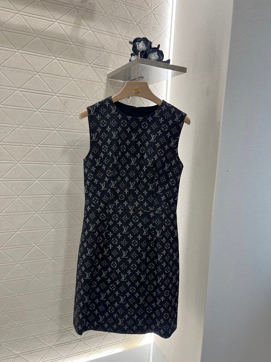 L Jacquard Denim Vest Skirt