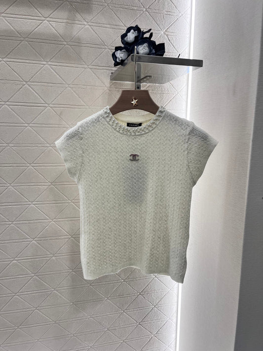 25 Pearl round neck knitted short sleeves