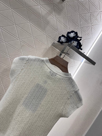 25 Pearl round neck knitted short sleeves