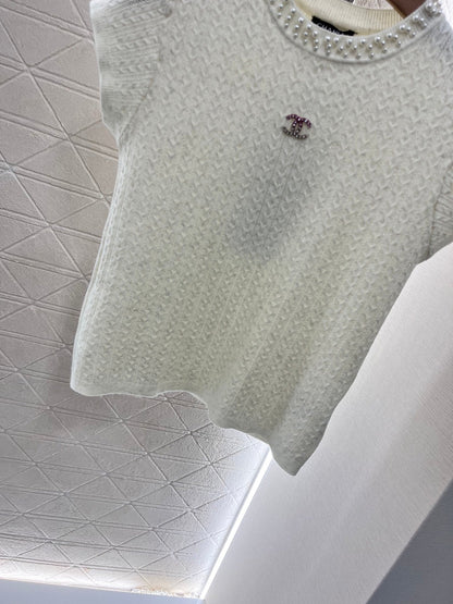 25 Pearl round neck knitted short sleeves