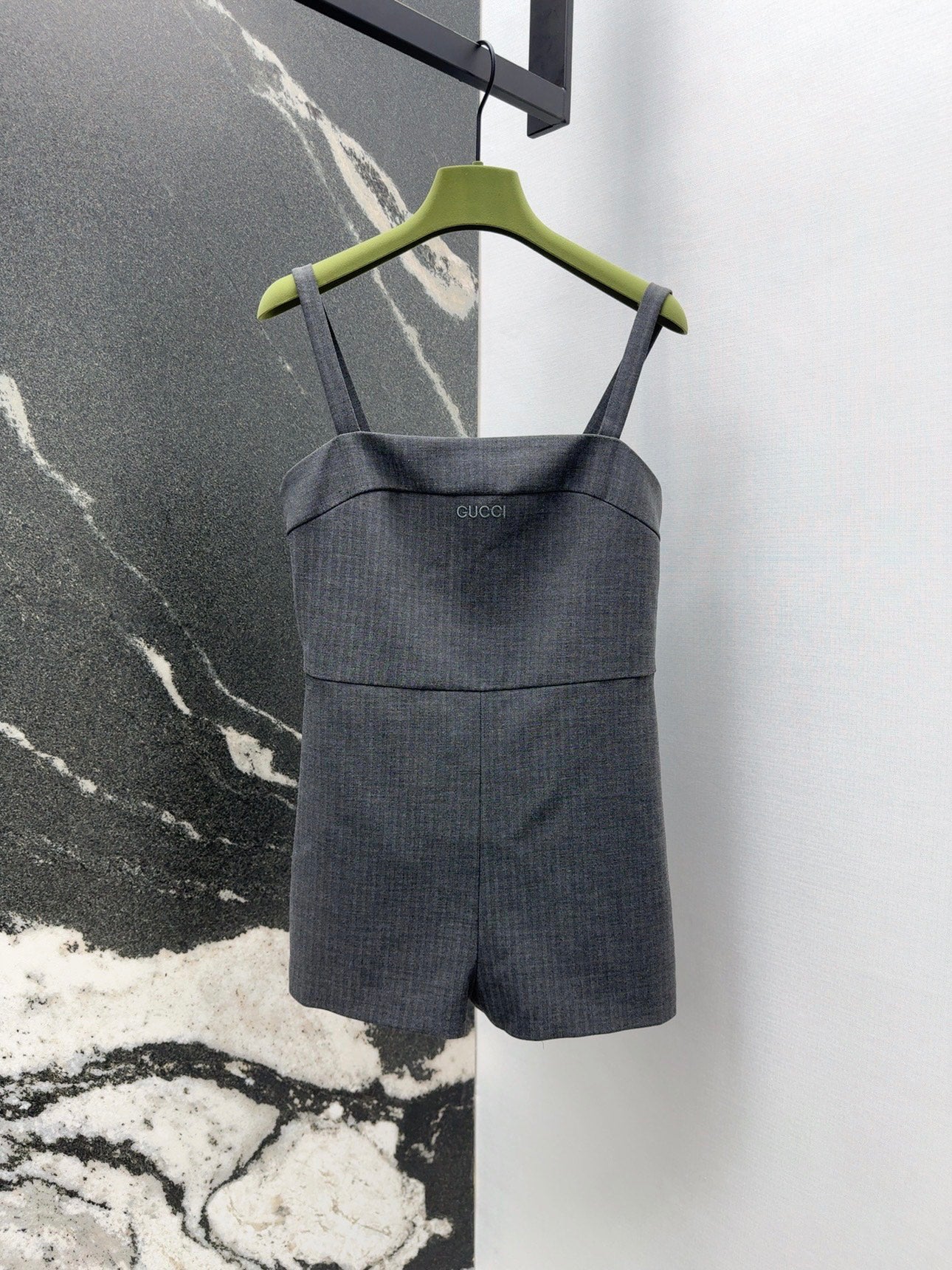 25 Spring and Summer New Twill High-grade Gray Jumpsuit