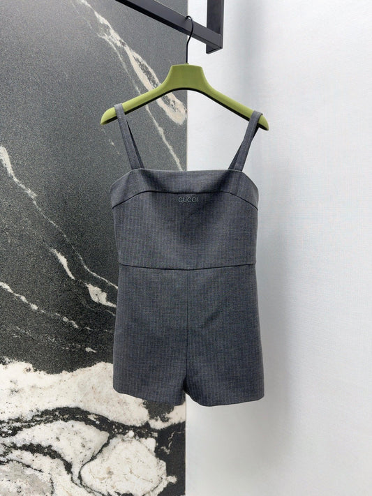 25 Spring and Summer New Twill High-grade Gray Jumpsuit