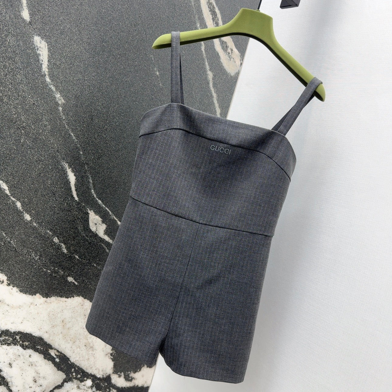 25 Spring and Summer New Twill High-grade Gray Jumpsuit