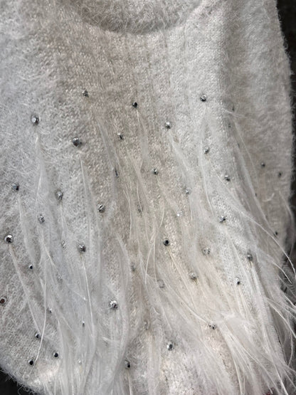watercolor white feathers stitched backbone