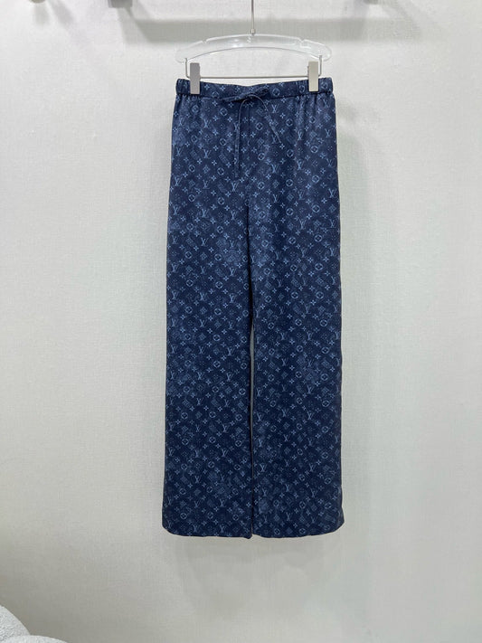 25 new classic logo old flower color waist drawstring straight wide leg trousers