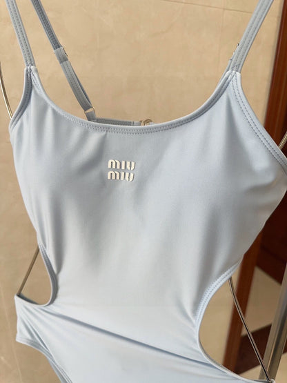 Sky blue one-piece swimsuit