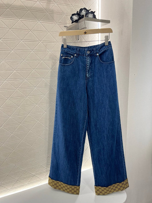 25SS New Arrival Jacquard Stitching Denim Pants