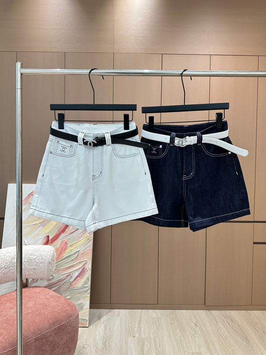 C Rhinestone Denim Shorts