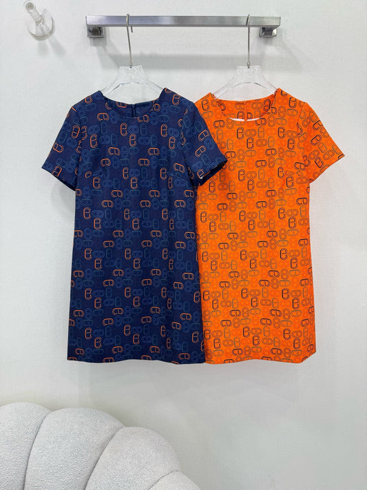 H 25 Printed Short Sleeve Dress