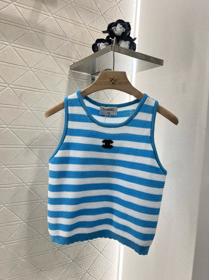 25ss New Striped Knit Vest Wool