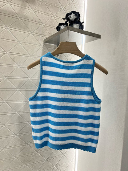 25ss New Striped Knit Vest Wool