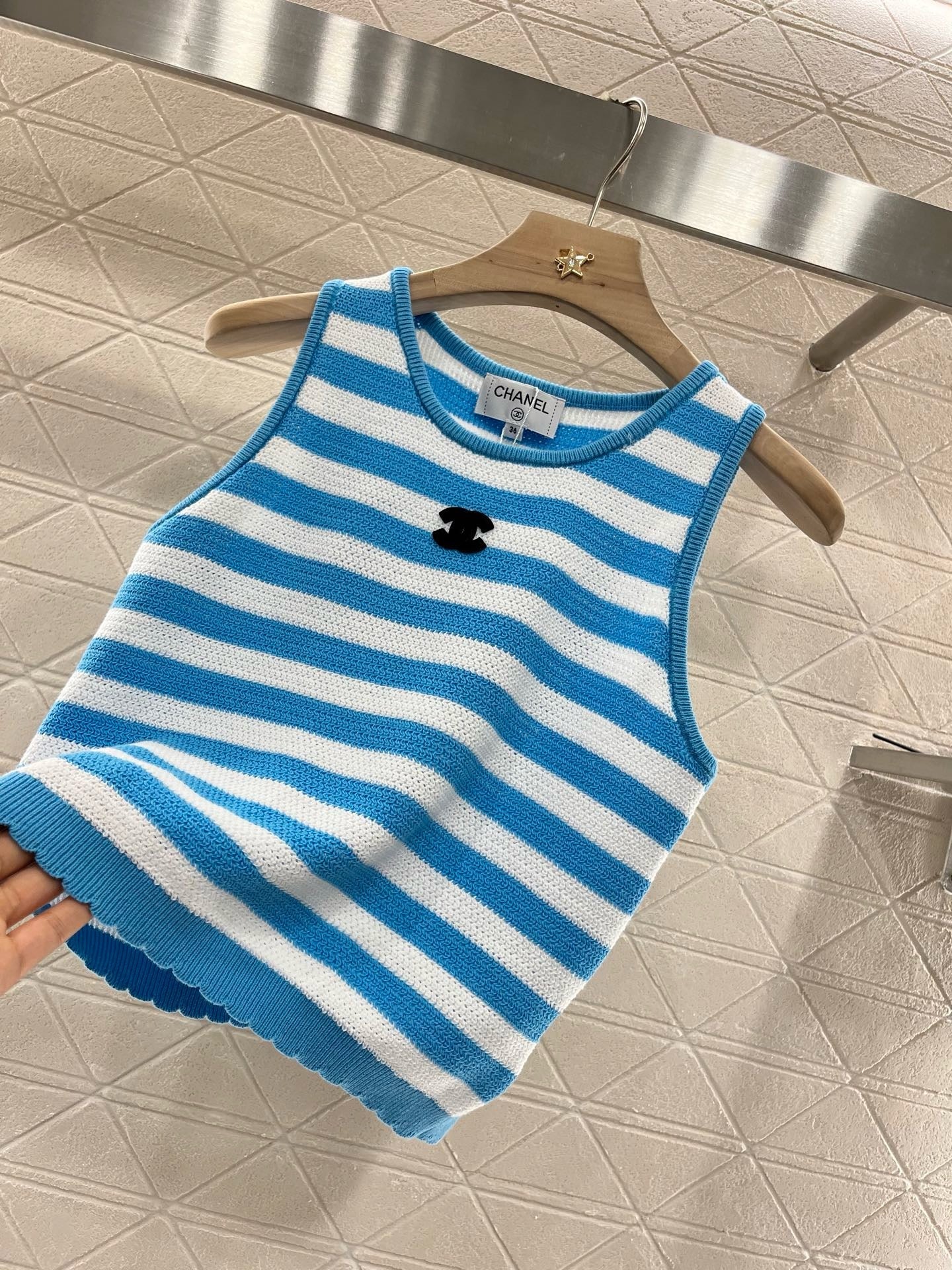 25ss New Striped Knit Vest Wool