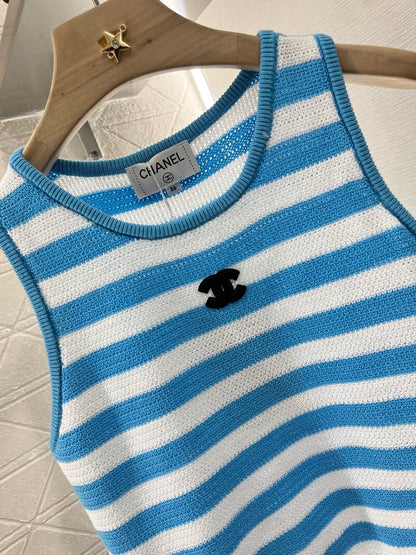 25ss New Striped Knit Vest Wool