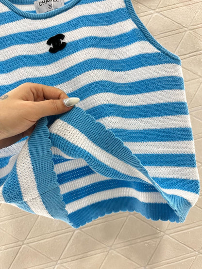 25ss New Striped Knit Vest Wool