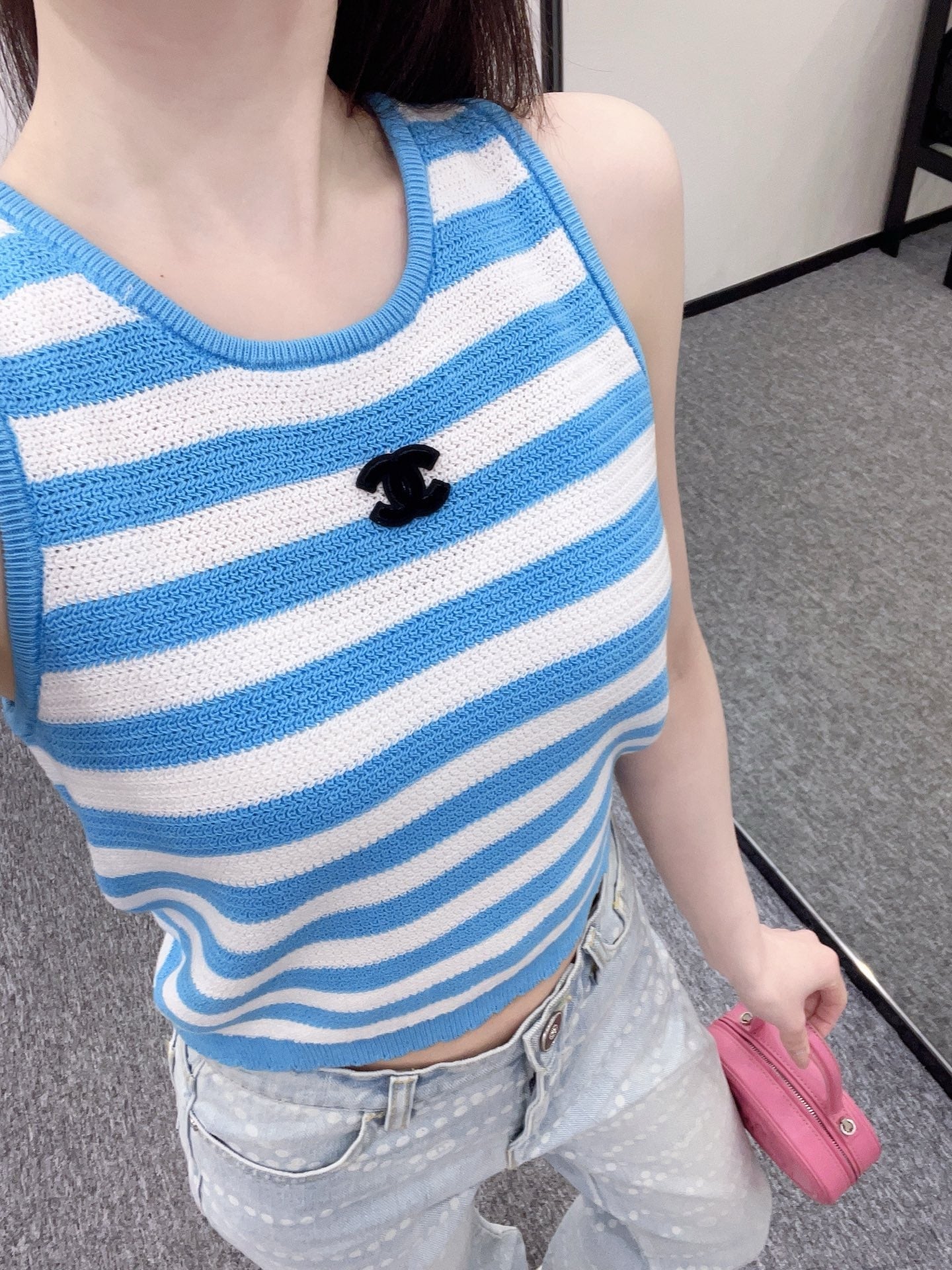 25ss New Striped Knit Vest Wool