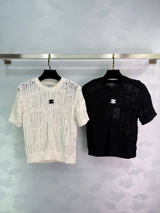 C 25 Cut-out Lace Knit Short Sleeve