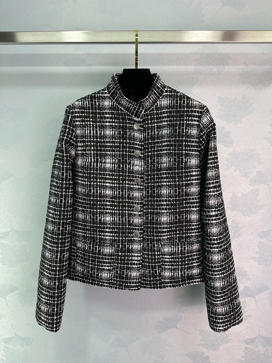25ss Stand up collar tweed dress jacket