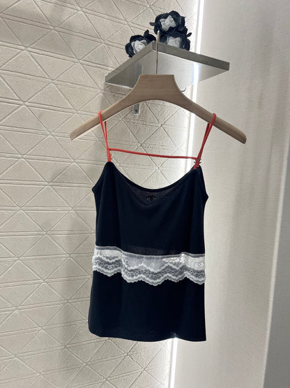 25SS Lace edge knitted suspender