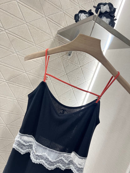 25SS Lace edge knitted suspender
