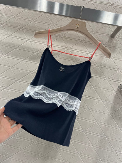 25SS Lace edge knitted suspender