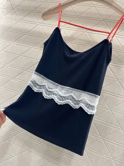 25SS Lace edge knitted suspender