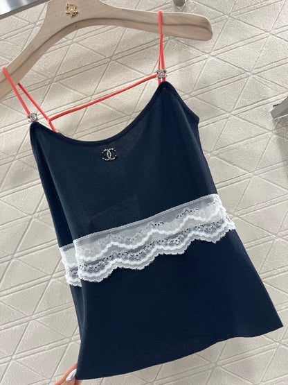 25SS Lace edge knitted suspender