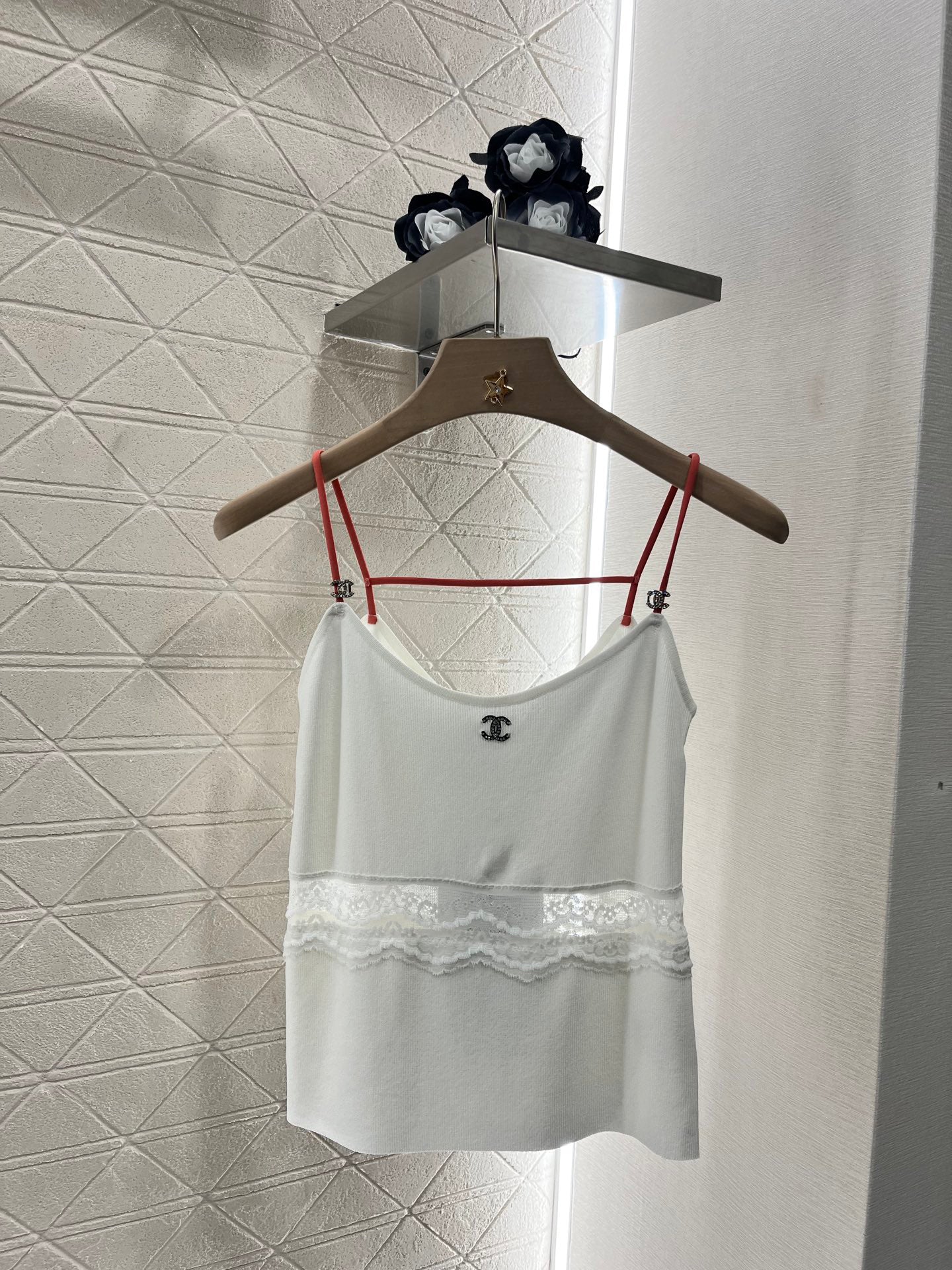 25SS Lace edge knitted suspender