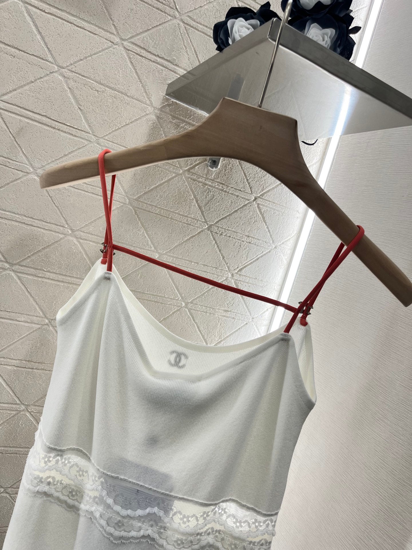 25SS Lace edge knitted suspender