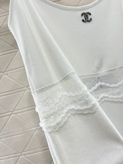 25SS Lace edge knitted suspender
