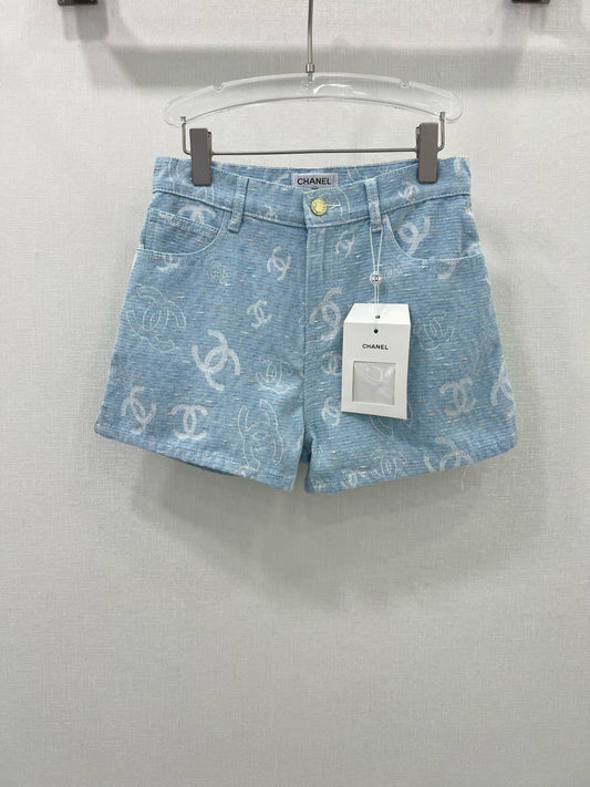 25SS Macaron pulled full denim shorts