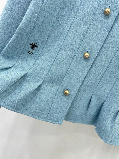 25ss Stand up collar, buckle, lotus leaf hem jacket