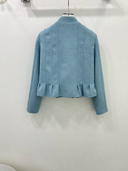 25ss Stand up collar, buckle, lotus leaf hem jacket